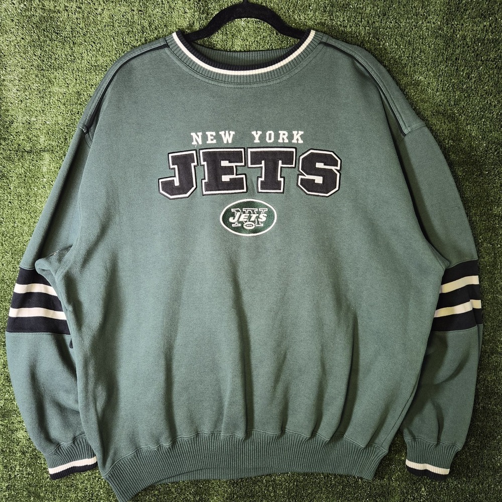 Vintage 90's Embroidered Lee Sport‎ New York Jets NFL Crewneck Sweatshirt Size L